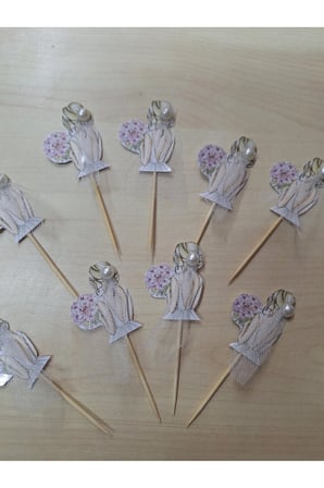 Bride Team, Bride Tobe bekarlığa Veda Partisi Temalı Kürdan Pasta Süsü 15 Adet
