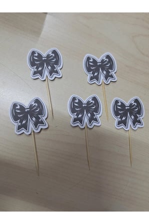 SİYAH FİYONKLU Doğum Günü Kürdanı ,pasta Süsü 15 'li