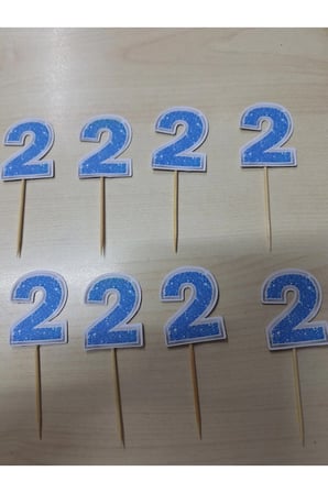 2 Yaş Doğum Günü Kürdanı ,Pasta Süsü 15 'li Mavi