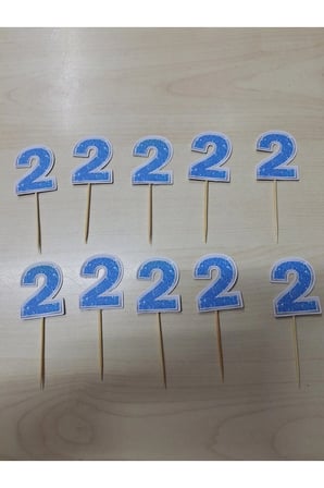 2 Yaş Doğum Günü Kürdanı ,Pasta Süsü 15 'li Mavi