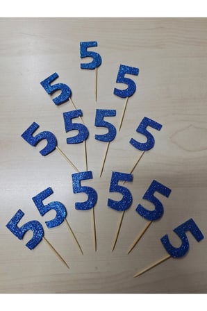 5 Yaş Doğum Günü Kürdanı ,Pasta Süsü 15 'li Mavi