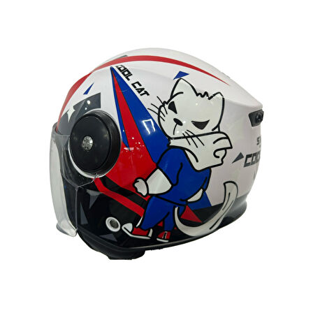 Sway Açık Çocuk Kask Sw 814 Cool Cat Beyaz
