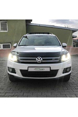 Volkswagen Tiguan Ön Kaput Koruma Rüzgarlığı 3mm Akrilik Parlak Siyah Deflektör 2012-2015