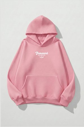 Unisex Yumuşak Dokulu Thousand Baskılı Tasarım Oversize 3 İplik Hoodie Sweatshirt