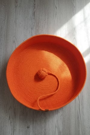 Reyo Pet El Yapımı Oyuncaklı Kedi ve Köpek Yatağı Turuncu %100 Pamuk, Yıkanabilir Kedi Yatağı