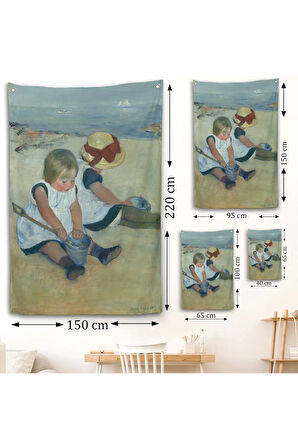 Mary Cassatt - Sahilde Oynayan Çocuklar Duvar Örtüsü-8092