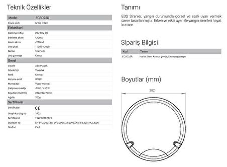 EDS ECSO22R Harici Yangın Sireni