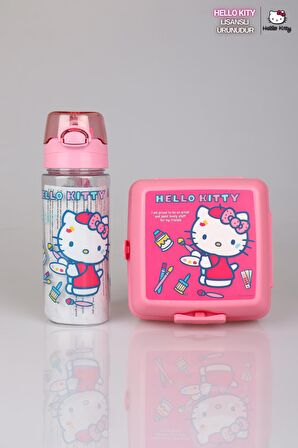 YENİ SEZON YENİ SEZON LİSANSLI HELLO KITTY 500 ML TRITAN MATARA VE 2 KATLI BESLENME KABI SETİ 