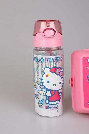 YENİ SEZON YENİ SEZON LİSANSLI HELLO KITTY 500 ML TRITAN MATARA VE 2 KATLI BESLENME KABI SETİ 