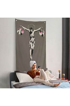 Alışveriş Torbalı İsa Duvar Örtüsü - Christ With Shopping Bags-8094