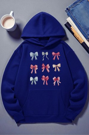 Unisex Renkli Kurdele Baskılı kapüşonlu Sweatshirt