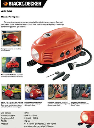Black+Decker ASI200 Hava Kompresörü