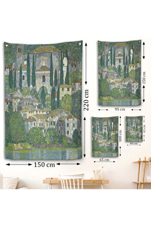 Gustav Klimt - Cassone'deki Kilise Selvili Manzara Duvar Örtüsü-8095