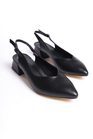 Kısa Topuklu Büyük Numara Arka Açık Kadın Ayakkabı