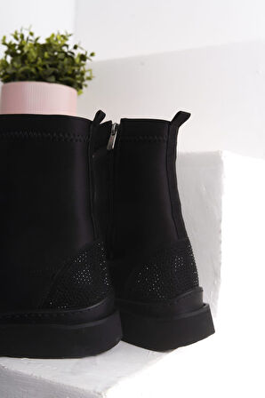 Büyük Numara Kadın Taşlı Esnek Streç Malzeme Bot 