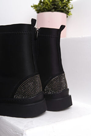 Büyük Numara Kadın Taşlı Esnek Streç Malzeme Bot 