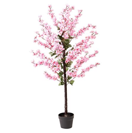 Yapay Ağaç Bahardalı Ağacı Pembe Japon Kiraz Çiçeği Sakura Çiçeği 127x70cm Siyah Plastik Saksılı