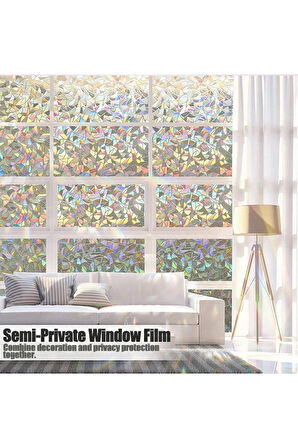 Statik Cam Folyosu Filmi - 3d Gökkuşağı Cam Filmi /eni: 45 Cm X Boyu 1 Metre