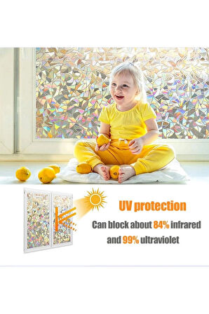 Statik Cam Folyosu Filmi - 3d Gökkuşağı Cam Filmi /eni: 45 Cm X Boyu 1 Metre