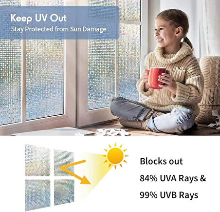 Statik Cam Folyosu Filmi - 3d Gökkuşağı Cam Filmi /eni: 45 Cm X Boyu 1 Metre