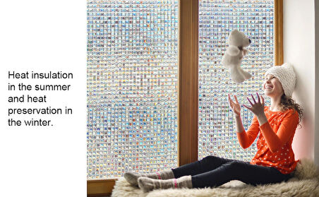 Statik Cam Folyosu Filmi - 3d Gökkuşağı Cam Filmi /eni: 45 Cm X Boyu 1 Metre