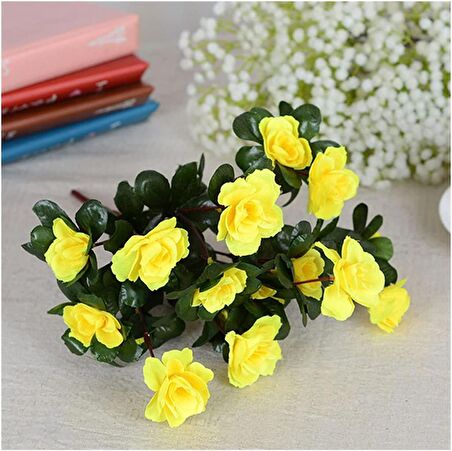 Yapay Çiçek Sarı Açelya Demeti 7 Dallı 33*20cm
