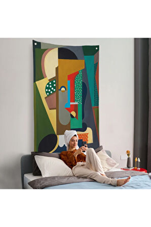 Auguste Herbin - Kübist Kompozisyon Duvar Örtüsü-8097