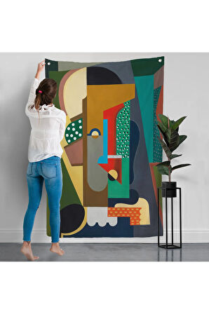 Auguste Herbin - Kübist Kompozisyon Duvar Örtüsü-8097