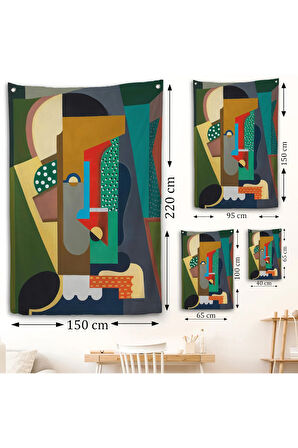 Auguste Herbin - Kübist Kompozisyon Duvar Örtüsü-8097