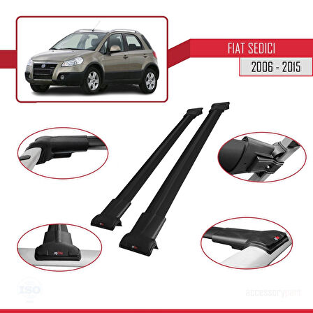 Fiat Sedici 2006-2015 Arası ile Uyumlu FLY Model Ara Atkı Tavan Barı Siyah 2 Adet