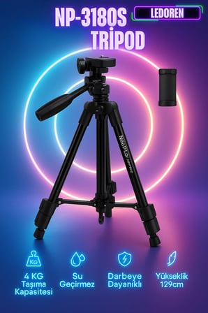 NP-3180S 129 Cm Tripod Bluetooth Kumandalı Profesyonel Telefon Kamera Tutucu Tripot