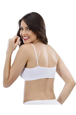 Kadın Beyaz Ip Askılı Seamless Dikişsiz Büstiyer 15002