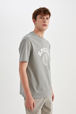 DeFacto Regular Fit Bisiklet Yaka Baskılı Kısa Kollu Tişört D4769AX24SMGR367