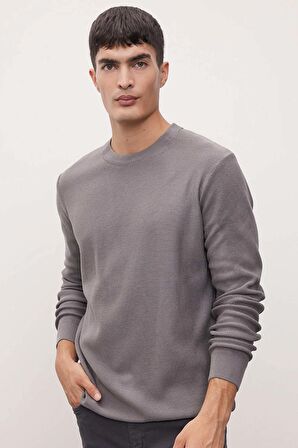 DeFacto Standart Fit Normal Kesim Pamuklu Bisiklet Yaka Triko Kazak A5181AX24AUGR308