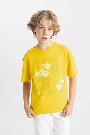 DeFacto Erkek Çocuk Oversize Fit Bisiklet Yaka Baskılı Kısa Kollu Tişört C5000A824HSYL470