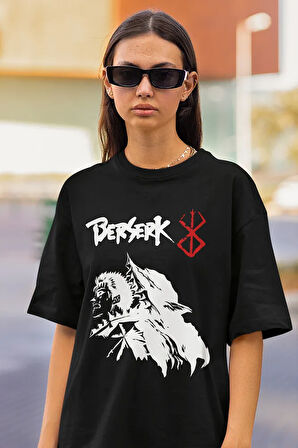 Berserk Karakter Baskılı Unisex Tişört, Oversize Anime Tişört