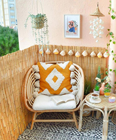 80 Cm X 6 Metre Kamış Hasır Balkon Çiti Bahçe Çiti Dekorasyon 