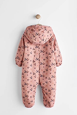 Next Baby Pembe Desenli Tam Polar Astarlı Astronot Tulum