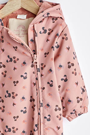 Next Baby Pembe Desenli Tam Polar Astarlı Astronot Tulum