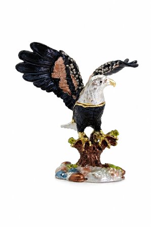 Kristal Taş İşlemeli Kartal Biblo 9 cm – Dekoratif Metal Kartal Heykeli | Kırmızı, Siyah, Gümüş Renk Seçenekleri