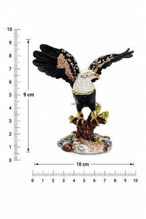 Kristal Taş İşlemeli Kartal Biblo 9 cm – Dekoratif Metal Kartal Heykeli | Kırmızı, Siyah, Gümüş Renk Seçenekleri