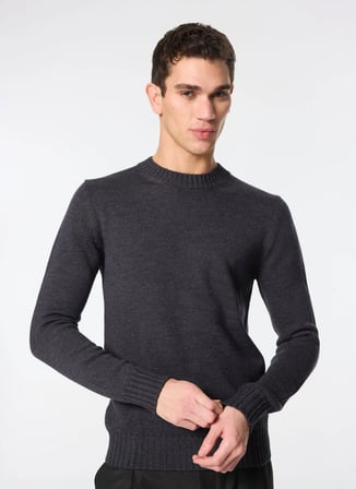 Alpha Studio Bisiklet Yaka Slim Fit Antrasit Erkek Kazak AU-7030C CREW NECK