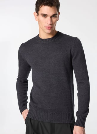 Alpha Studio Bisiklet Yaka Slim Fit Antrasit Erkek Kazak AU-7030C CREW NECK