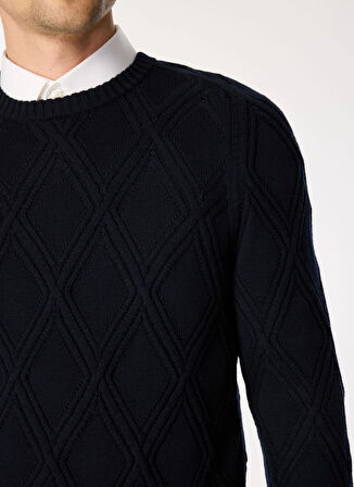 Alpha Studio Bisiklet Yaka Slim Fit Lacivert Erkek Kazak AU-7050C CREW NECK