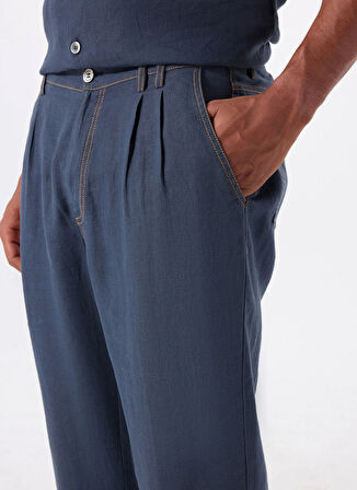 Lacivert Erkek Yüksek Bel Regular Fit Pantolon AU-1472Q LINO PANTS