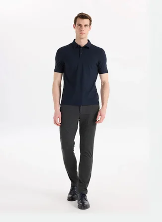 Alpha Studio Lacivert Erkek Slim Fit Polo T-Shirt AU-1332B ICE COTTON POLO