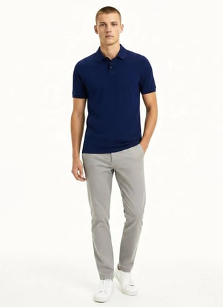 Alpha Studio Mavi Erkek Slim Fit Polo T-Shirt AU-1371B POLO PIQUET