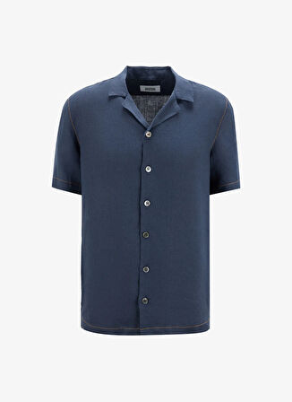 Alpha Studio Regular Fit Apaş Yaka Lacivert Erkek Gömlek AU-1470L LINO SHIRT