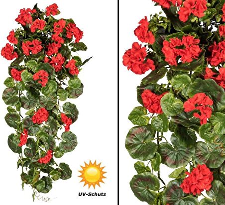 Yapay Çiçek Sarkan Sardunya 80cm 1. Kalite Kırmızı