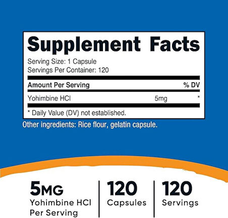 Nutricost Yohimbine 5 Mg 120 kapsül